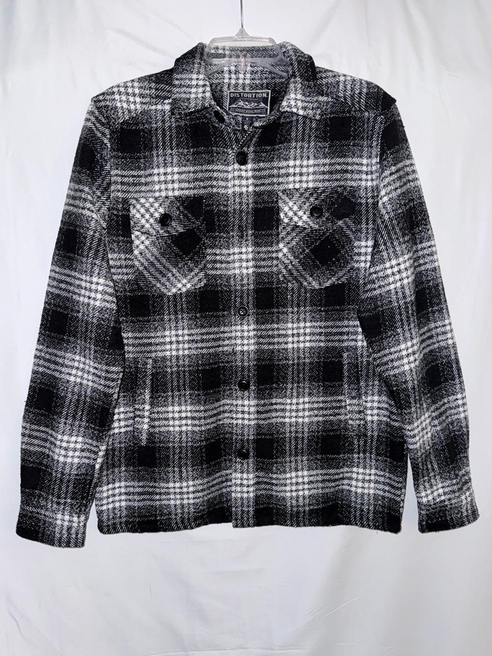 NWT Distortion Black & White Plaid Lightweight Shirt Jacket Size Small